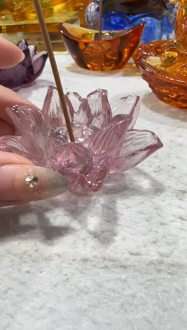 琉璃手工艺品914莲花香插 微瑕·不退不换·介意勿拍