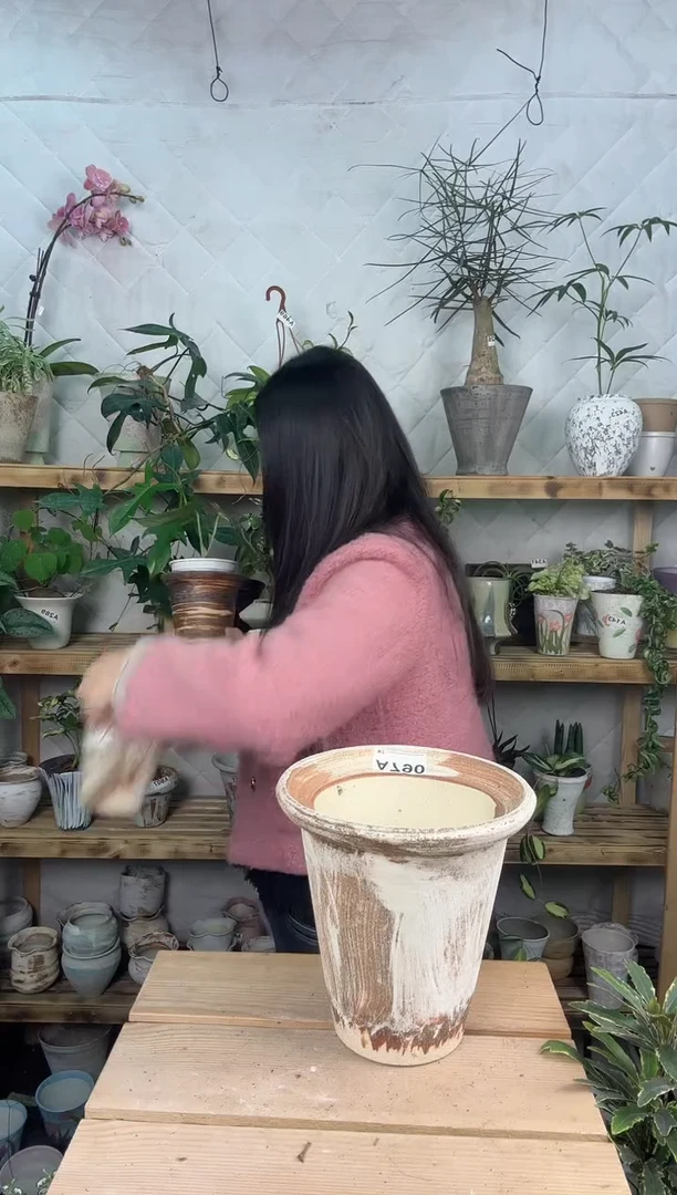 无花朵编号  790景德镇匣钵泥花盆口14高17