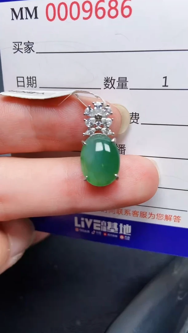 翡翠银S925镶嵌颈饰9686
