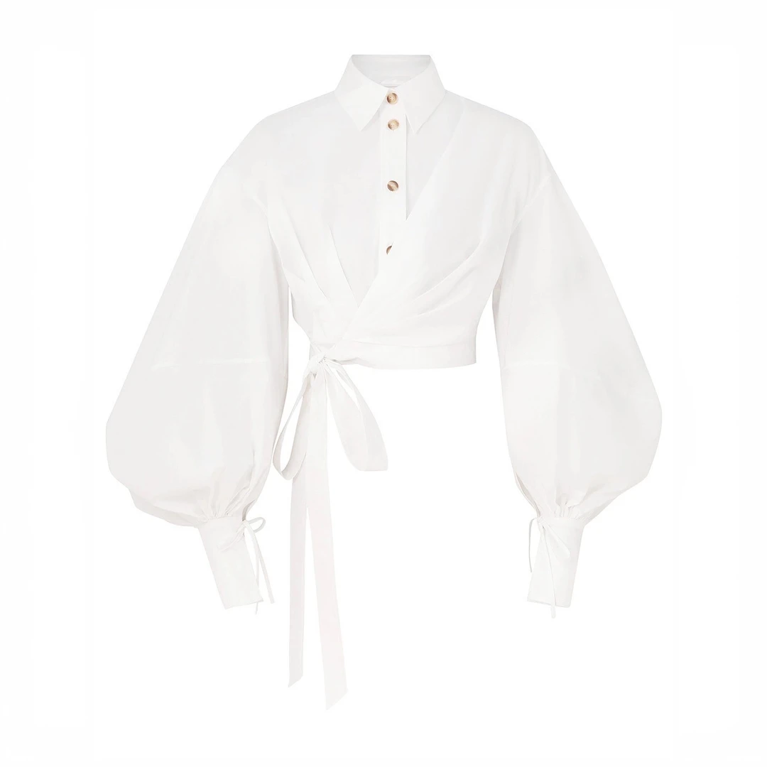 26早春新款纯白不规则上衣