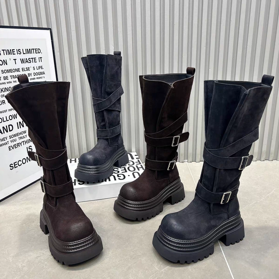 【8厘米】长筒法式秋季长筒靴复古靴子