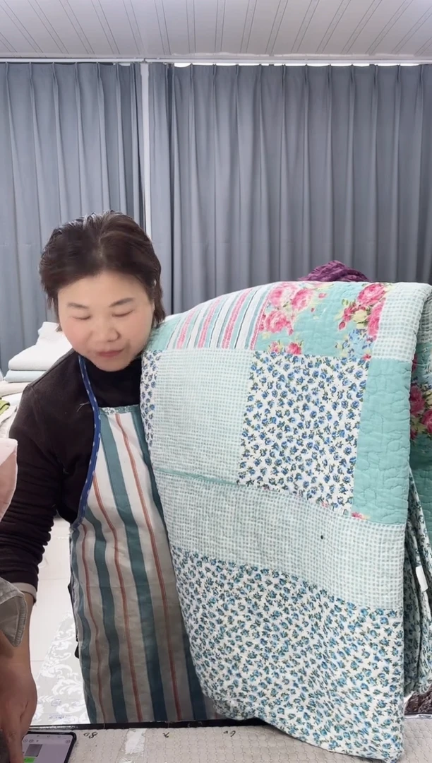 棉2.1*2.4蓝色田园纯棉