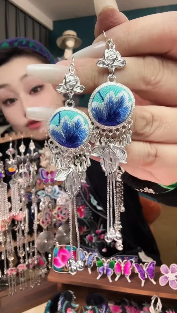 刺绣纯手工民族风刺绣耳环