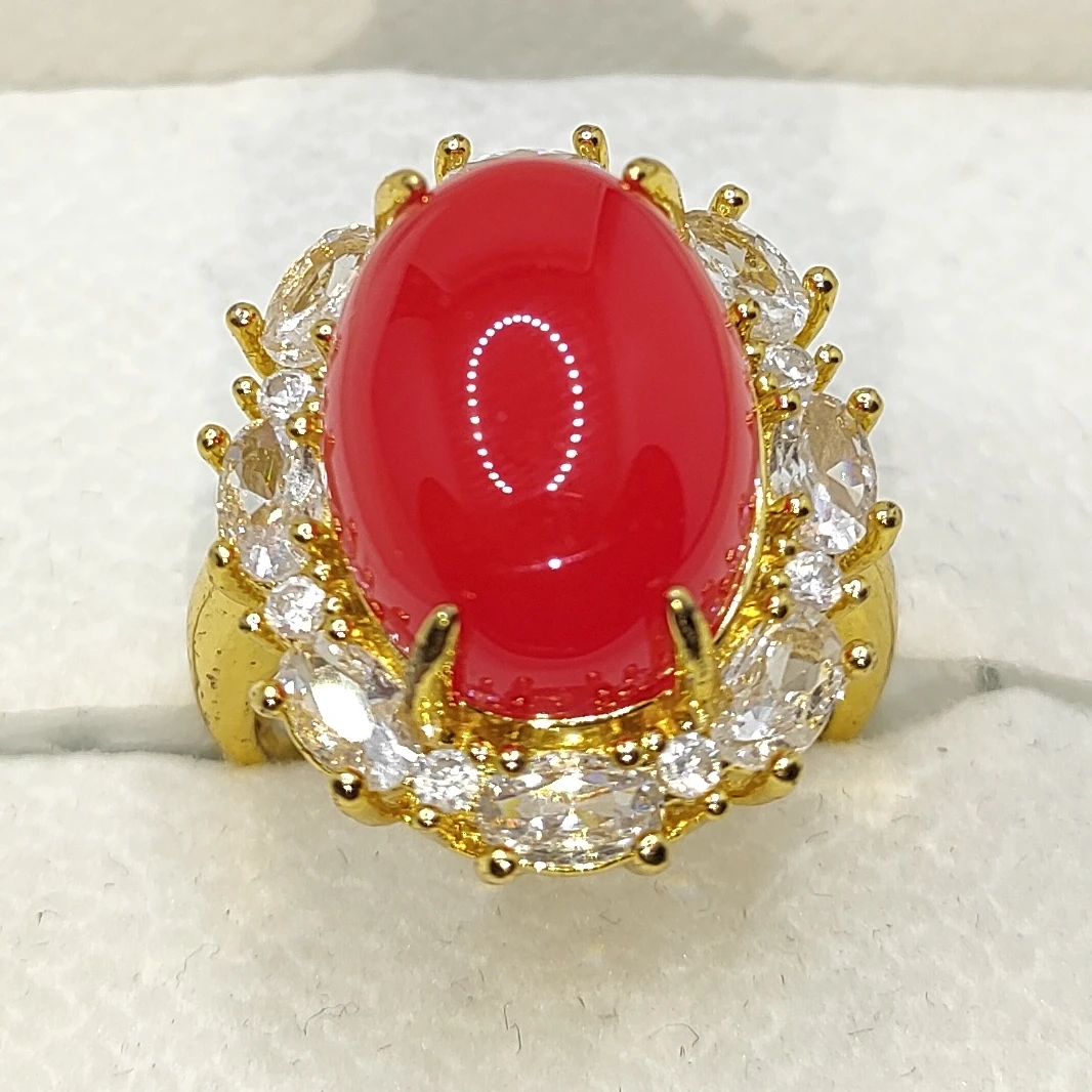 1011红景天然玉髓红玛瑙戒指d