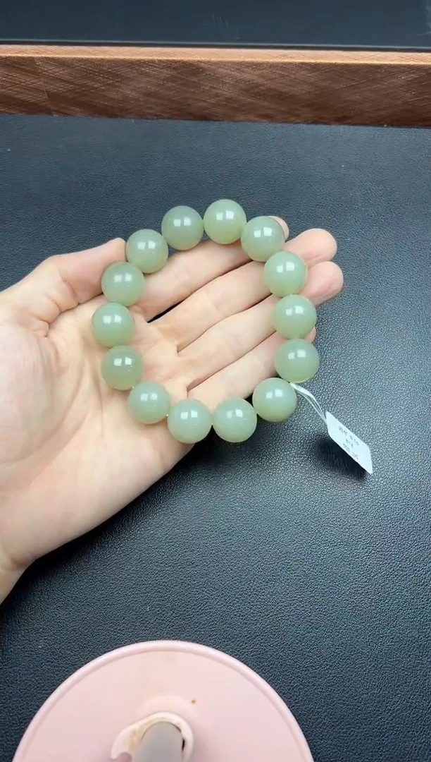 手串未镶嵌和田玉且末微色差近矿卡16手串