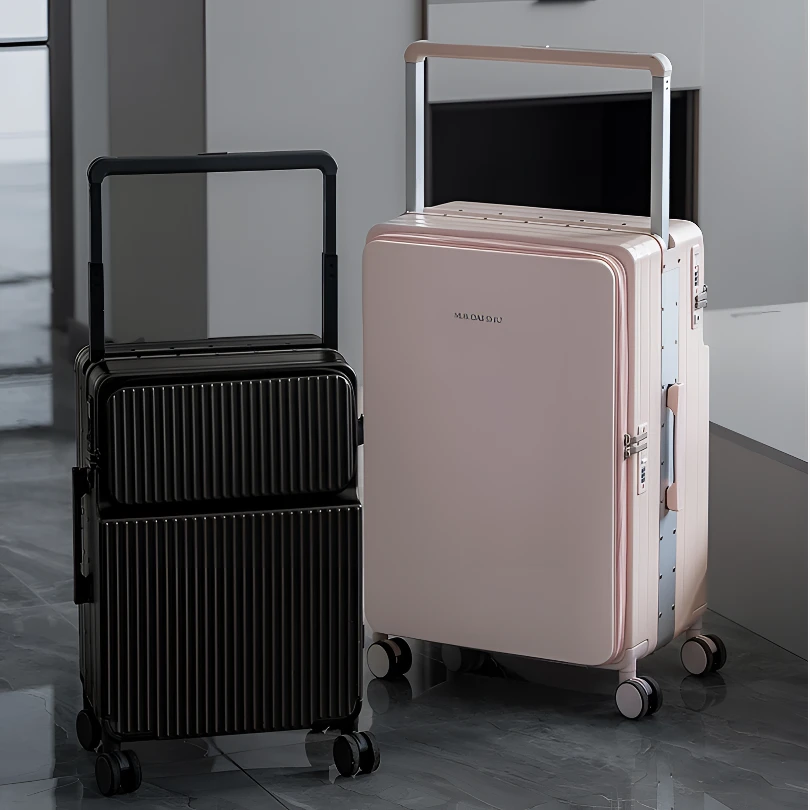 多功能铝框侧开盖行李箱20寸可登机高档前开口密码箱24寸大容量