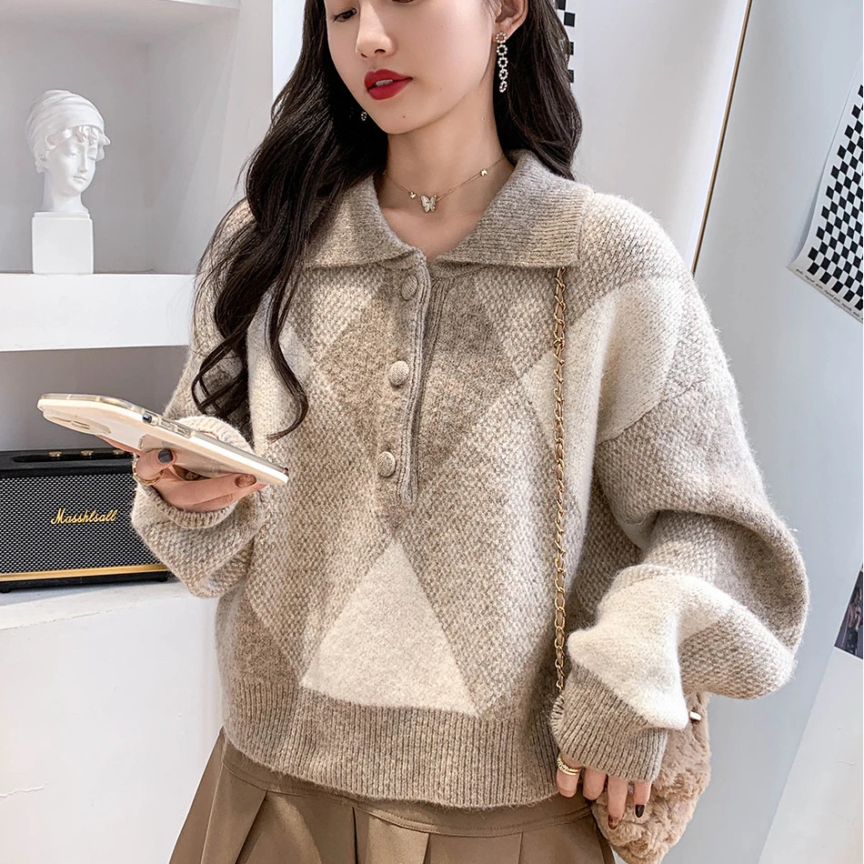 A738女款复古加厚毛衣慵懒风百搭ZD01593KH109