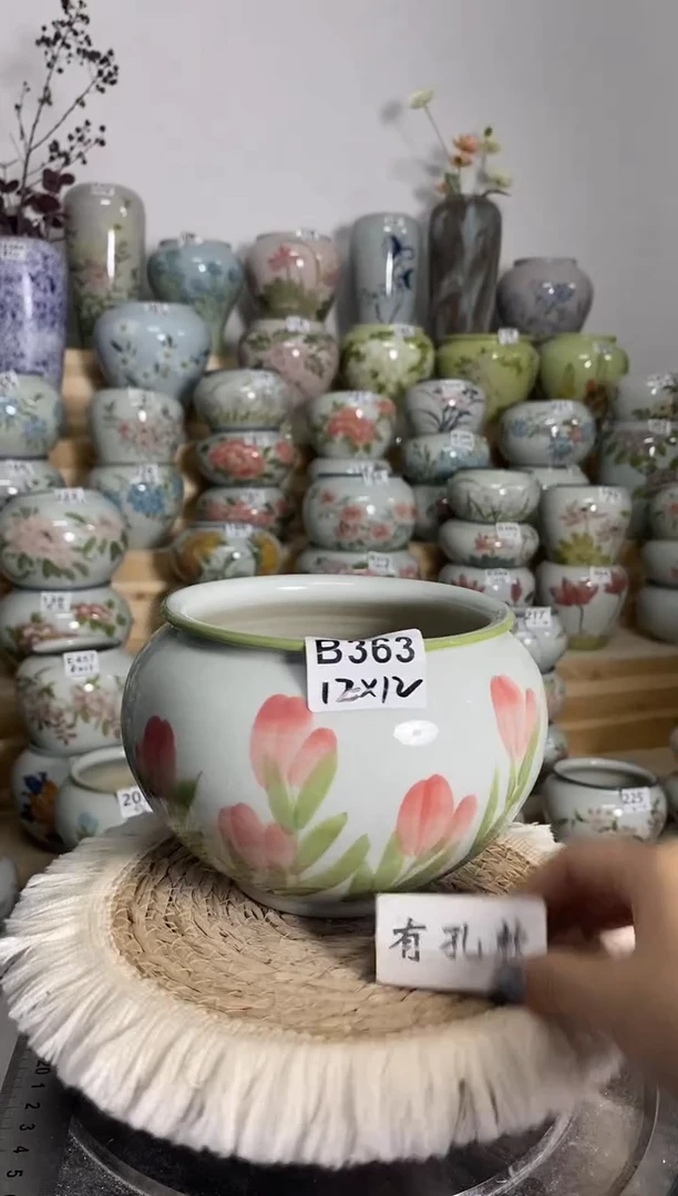景德镇瓷韵手绘陶瓷花盆   B363