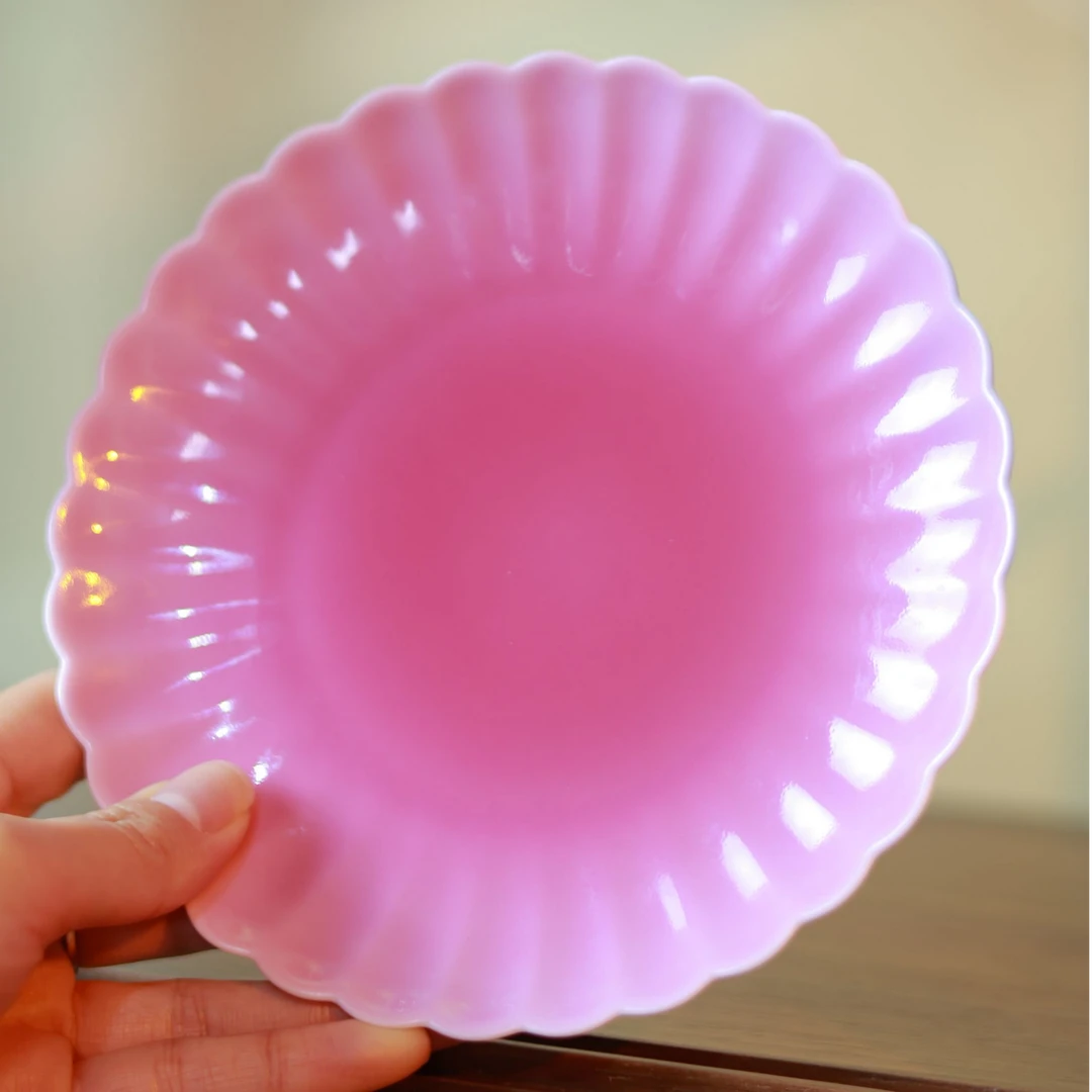 景德镇景德里胭脂水网红渐变菊瓣壶承茶具陶瓷家用圆形壶垫壶托