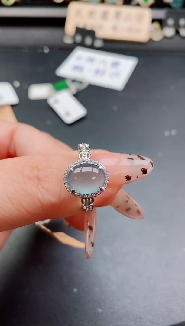 银S925镶嵌戒指翡翠1