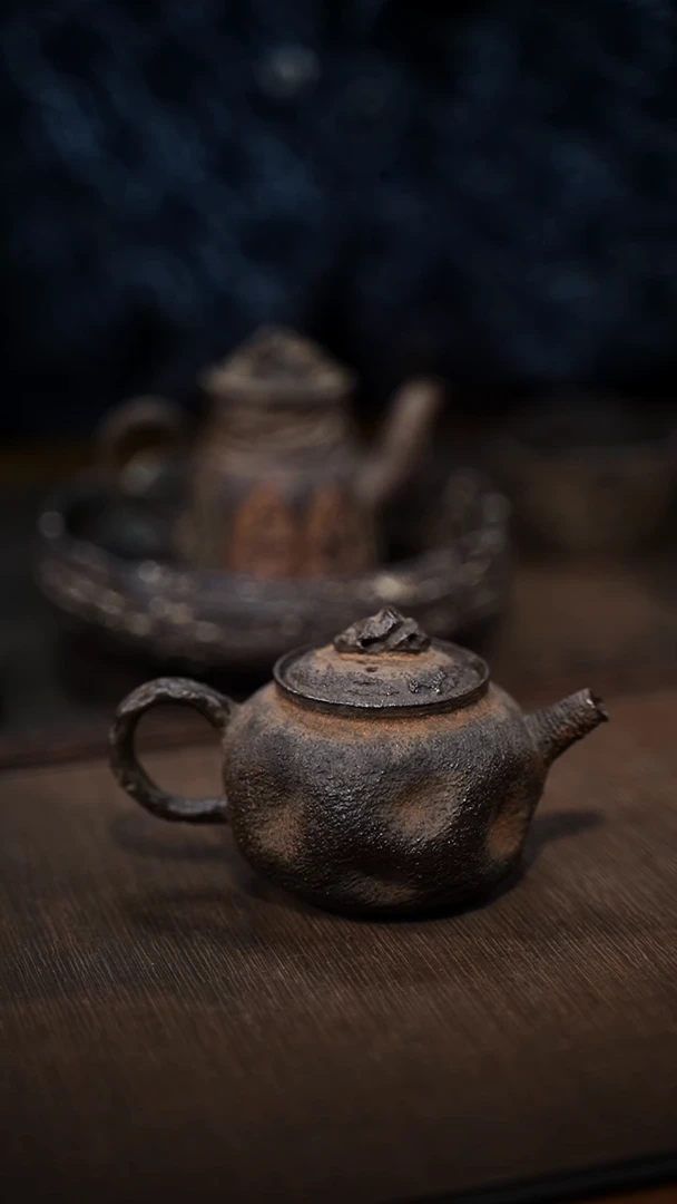 全手工制作  南蛮手捏侧把壶