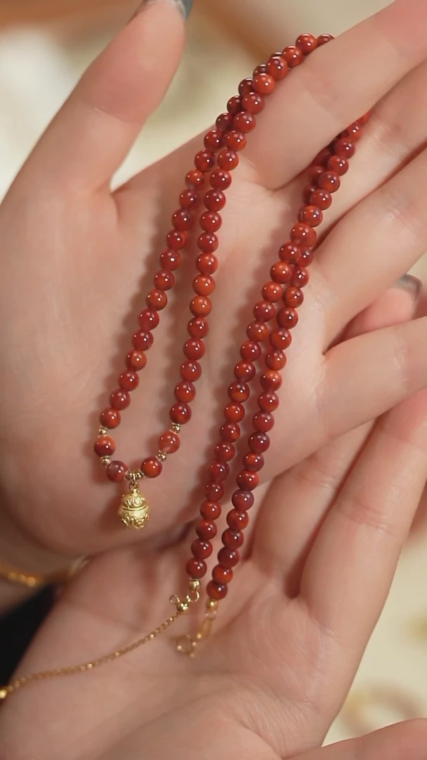 【闪购商品】南红玛瑙项链未镶嵌【海边】南红小铃铛项链（多样性发货）