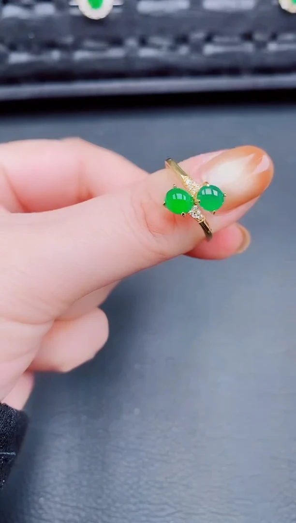 【闪购商品】翡翠戒指银S925镶嵌天然a货翡翠252