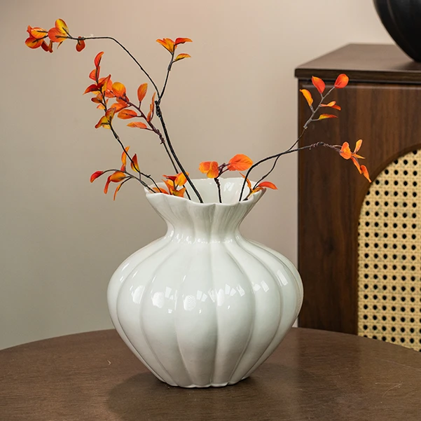 美式陶罐干花花器花瓶创意陶瓷客厅法式工艺品高22cm内口径5cm