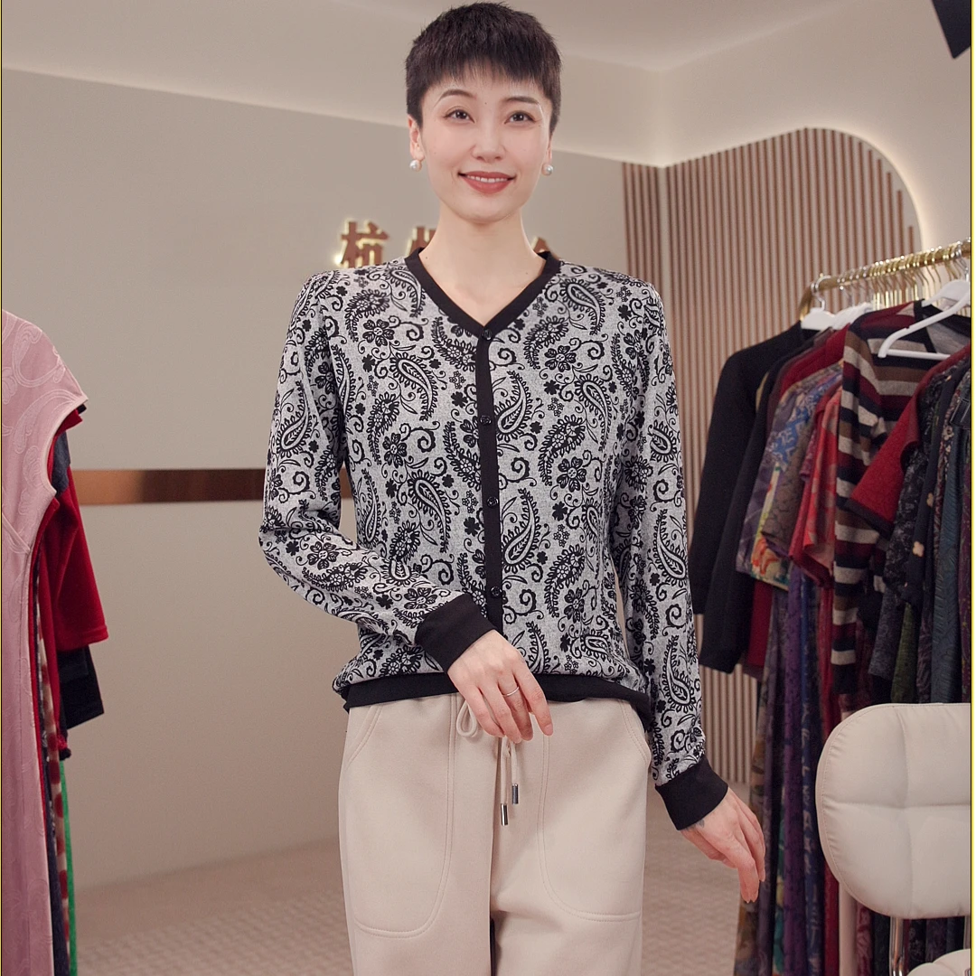 1801早秋新款V领撞色排扣长袖！