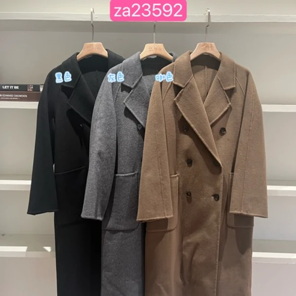 【杭州S姐 精品女装单品】双排扣翻领双面呢大衣za23592