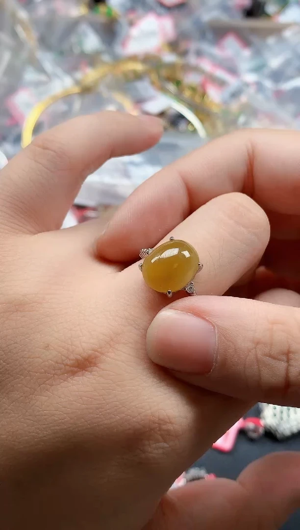 银S925镶嵌戒指翡翠天然A货缅甸翡翠