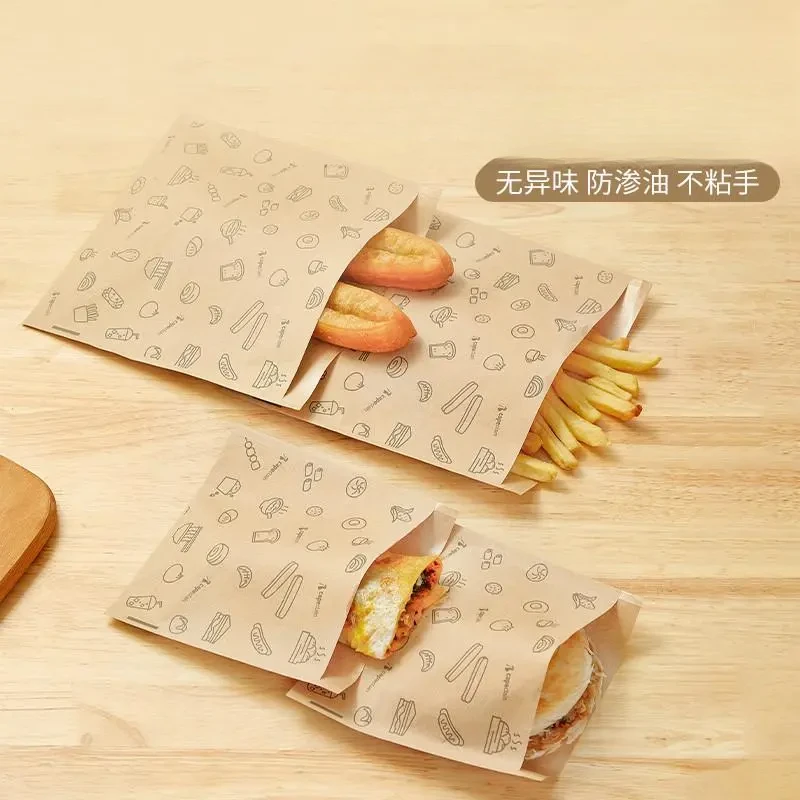 热销防油手抓饼纸袋方便肉夹馍煎饼果子早餐打包袋三明治包装纸