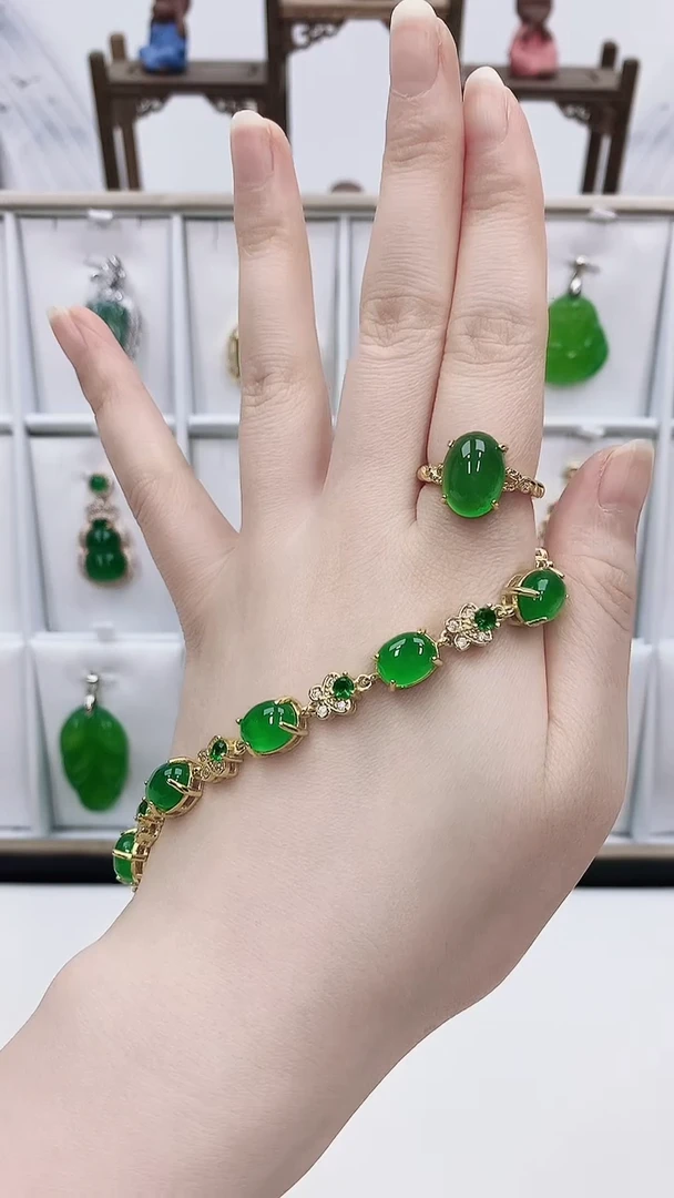 合金两件套玛瑙/玉髓颜色微差纹路随机