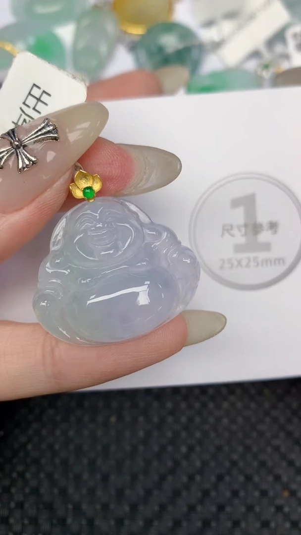 颈饰18K金镶嵌翡翠天然缅甸翡翠a货百元以上9元证书费自理