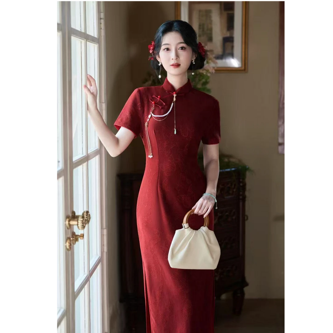 苏故里【缘定今生】新中式传统款安哥拉红日常结婚定亲喜宴婚旗袍