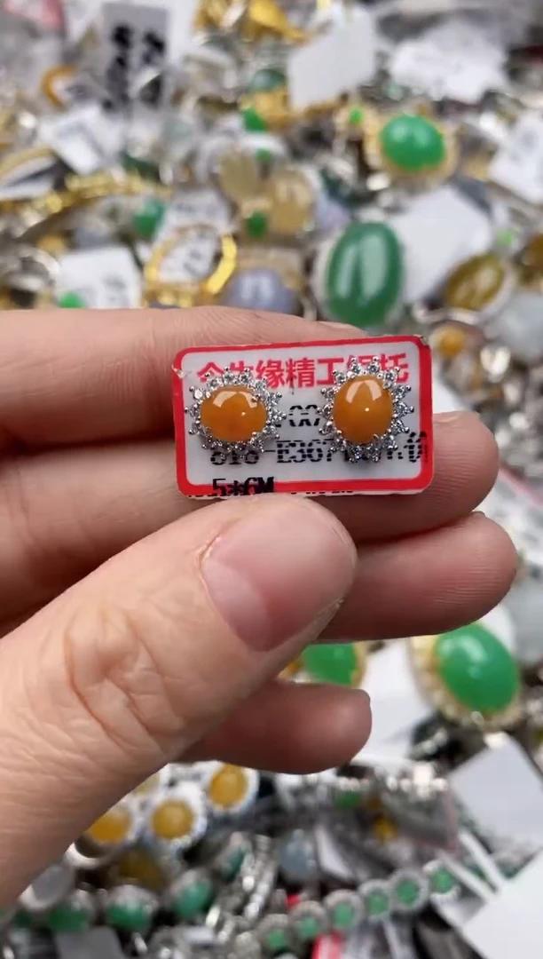 银S925镶嵌戒指翡翠444      5