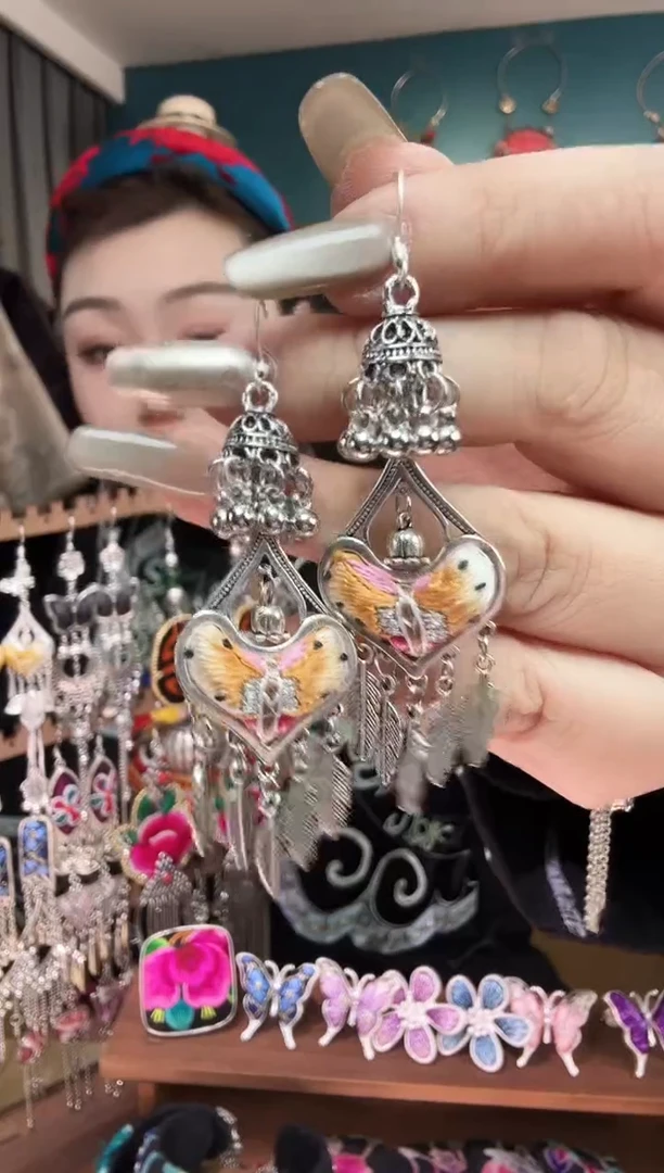 刺绣纯手工民族风刺绣耳环