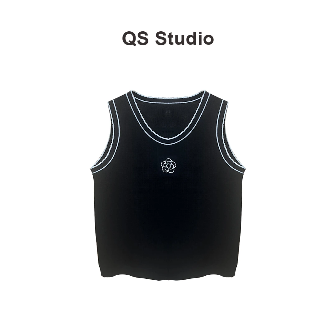 法式宽松型性感风女士无袖速干黑色夏季吊带背心修身型Q247020