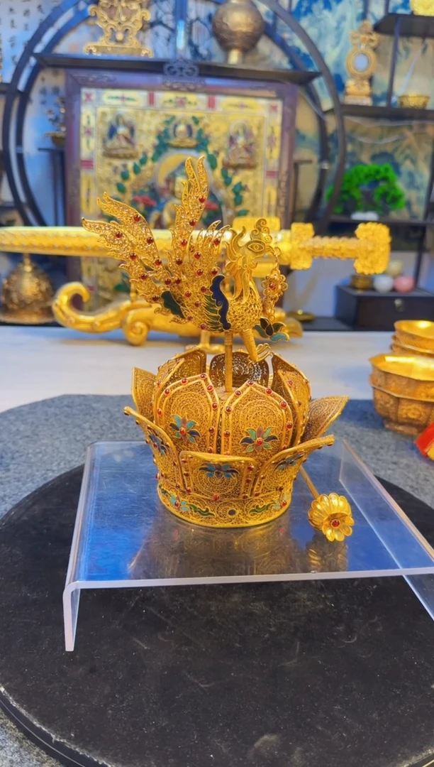 紫铜鎏金花丝风帽