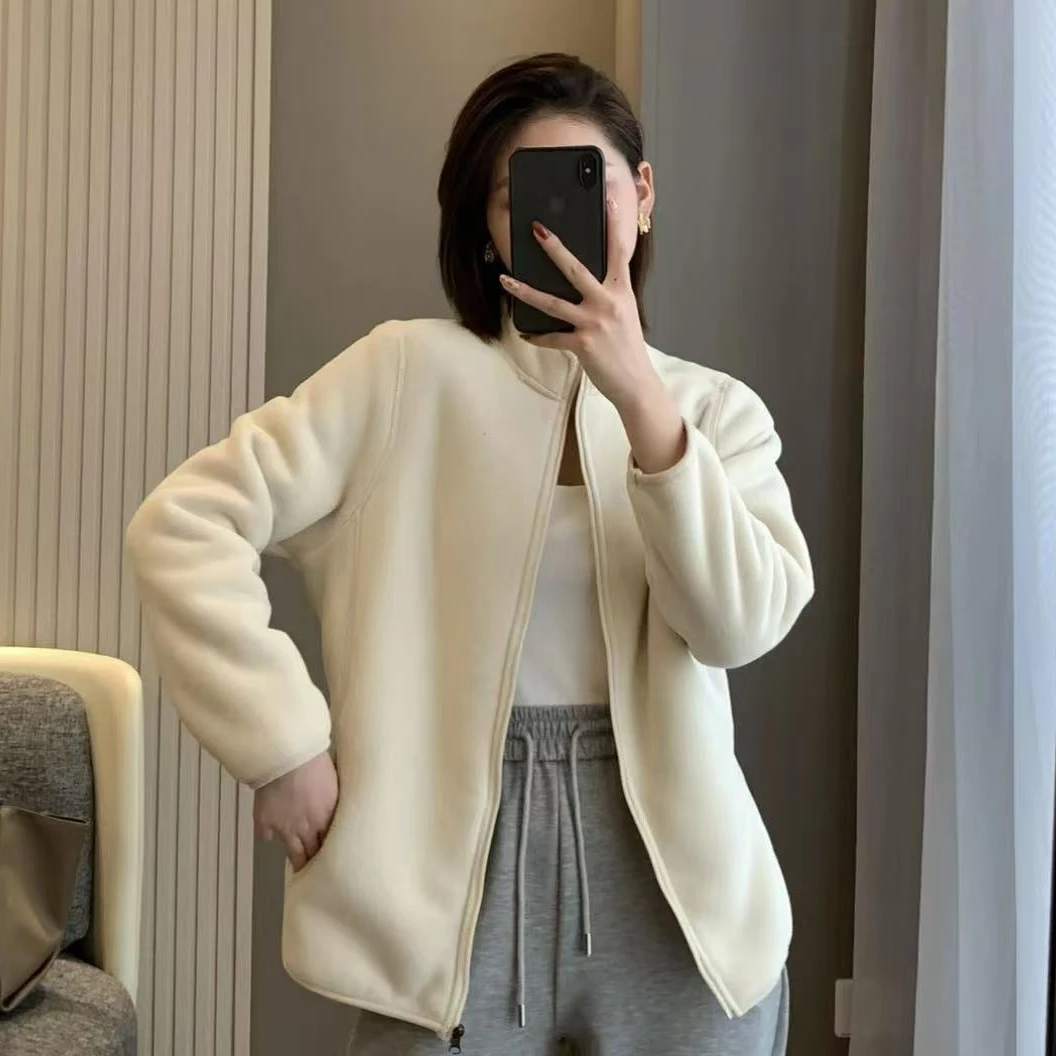 日系~原单摇粒绒保暖男女复合加绒立领外套百搭