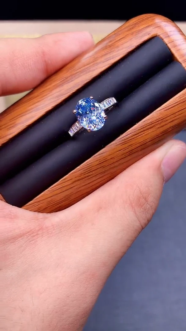 海蓝宝石戒指银S925镶嵌1855