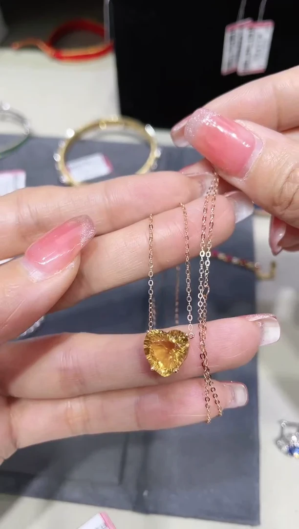 【闪购商品】黄晶项链18K金镶嵌·