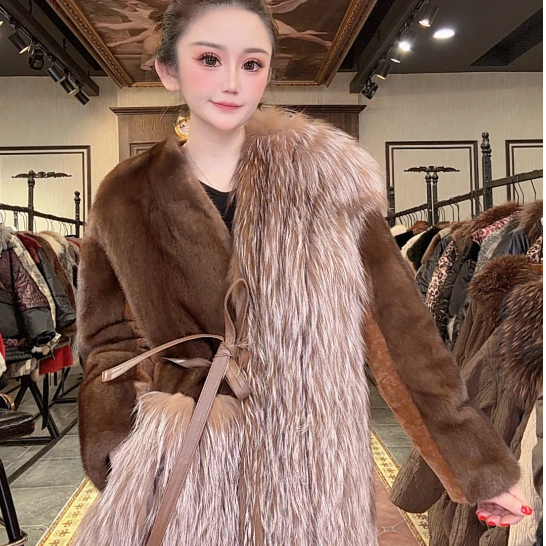 【DCP•Flagship store】21943-C 新款时尚水貂配狐狸毛外套