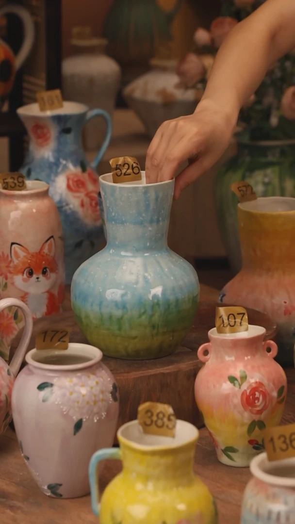 陶瓷526景德镇设计师手作花器摆件侘寂风