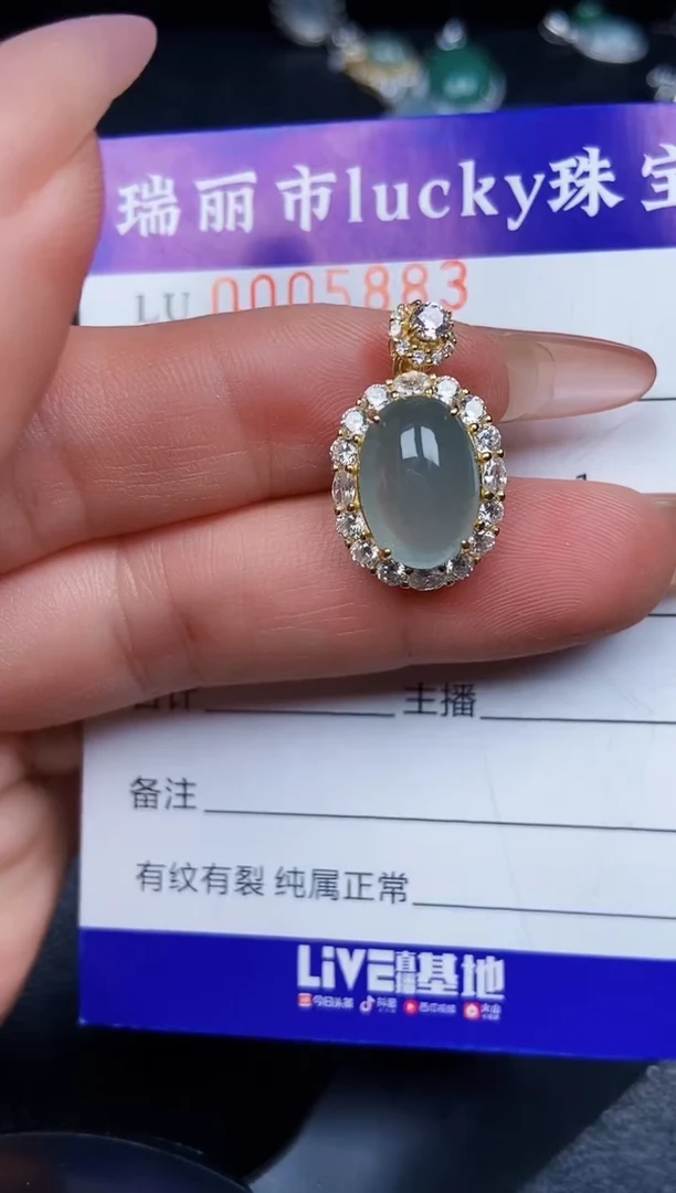 翡翠银S925镶嵌颈饰5883
