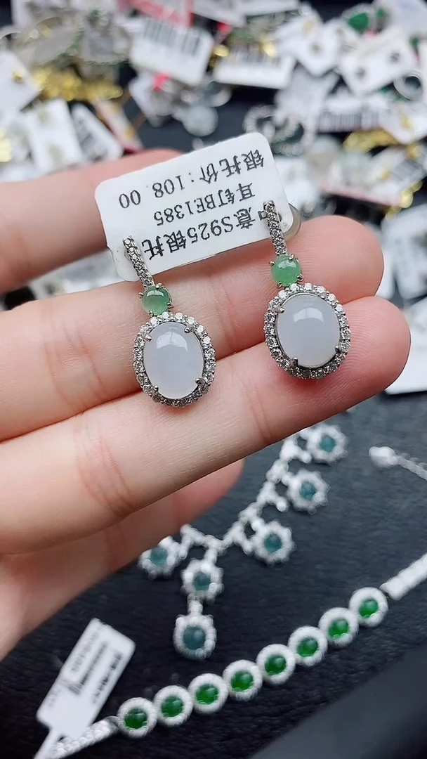 银S925镶嵌戒指翡翠1