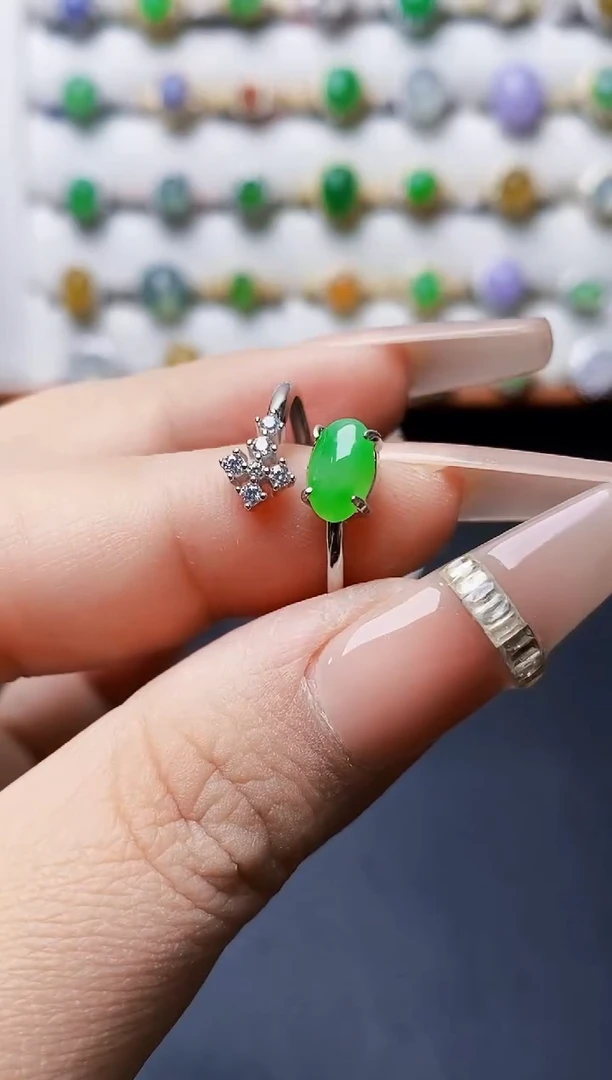 银S925镶嵌戒指翡翠0411