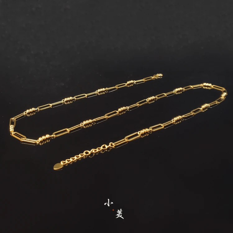 18K金环环相扣几何项链 简约百搭 G8179