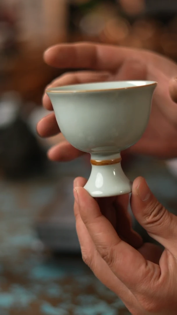 【闪购商品】汝窑高足酒杯茶杯大100毫升