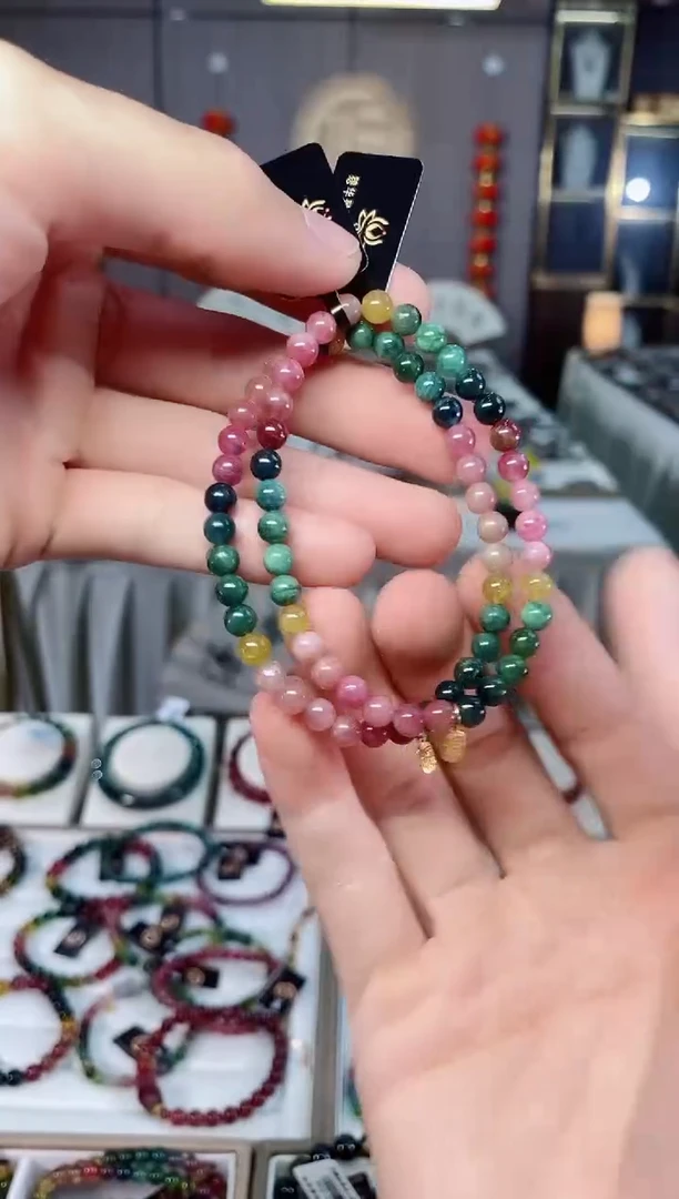 未镶嵌老矿碧玺单圈手串5mm+碧玺xion多样性发货一条