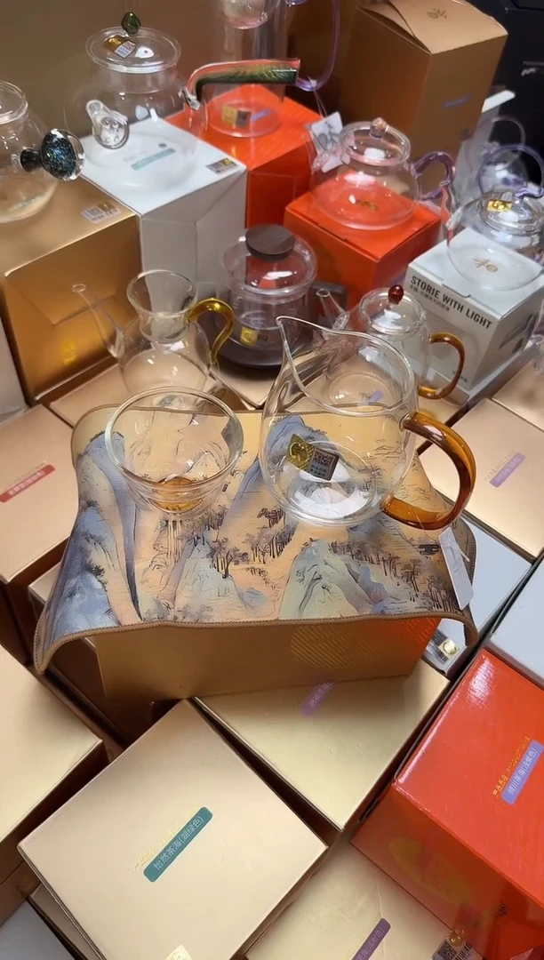 @@禾器晶彩澄然琥珀+福禄杯琥珀+禾器茶巾千里江山