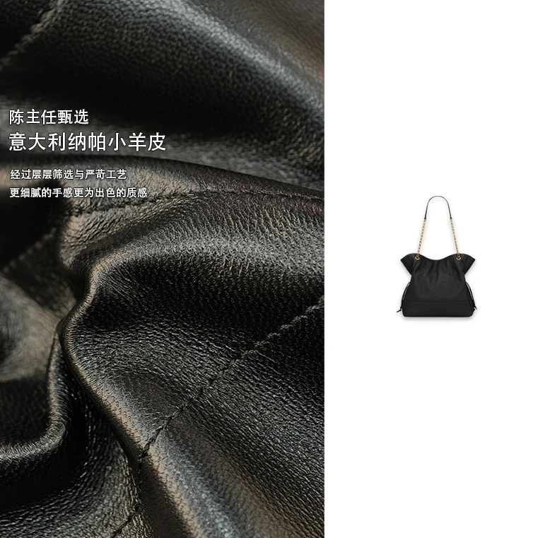 【陈主任定制】轻奢潮流黑色真皮百搭女士托特大包经典时尚单肩包