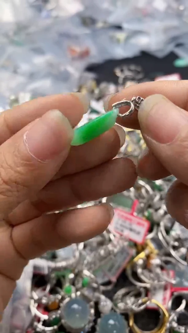 银S925镶嵌戒指翡翠1010---5