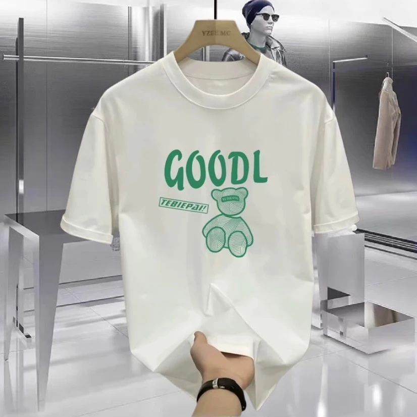 短袖T恤男夏季新款短袖极简设计感字母印花圆领时尚潮牌百搭男士