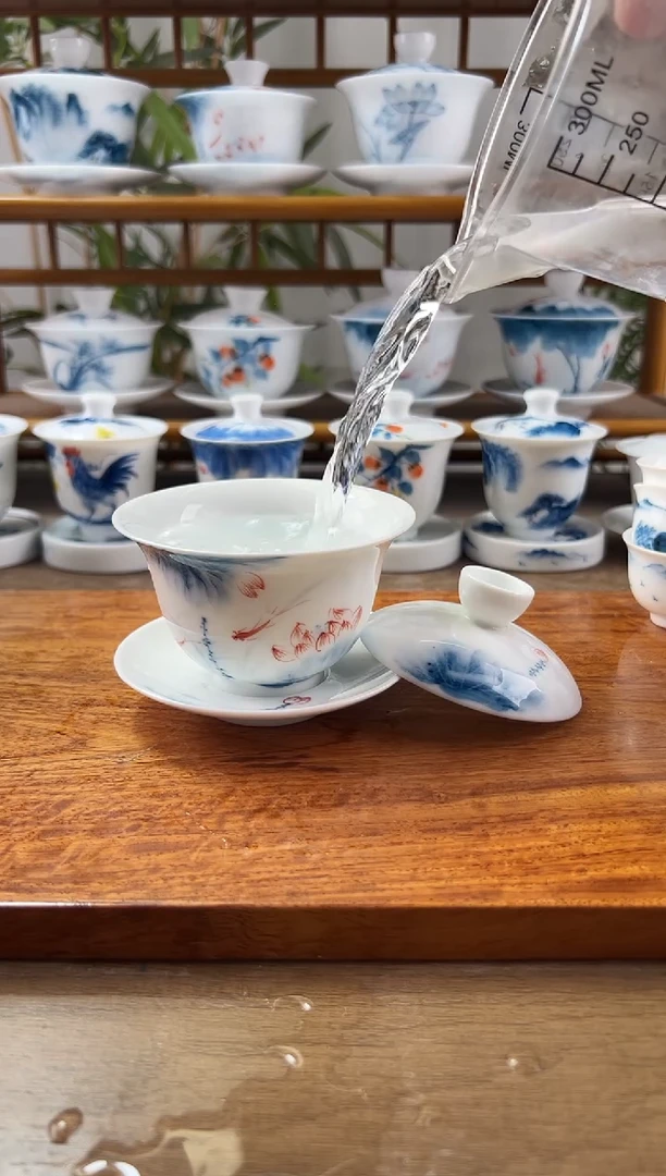 微瑕蓝莲150ml三才盖碗