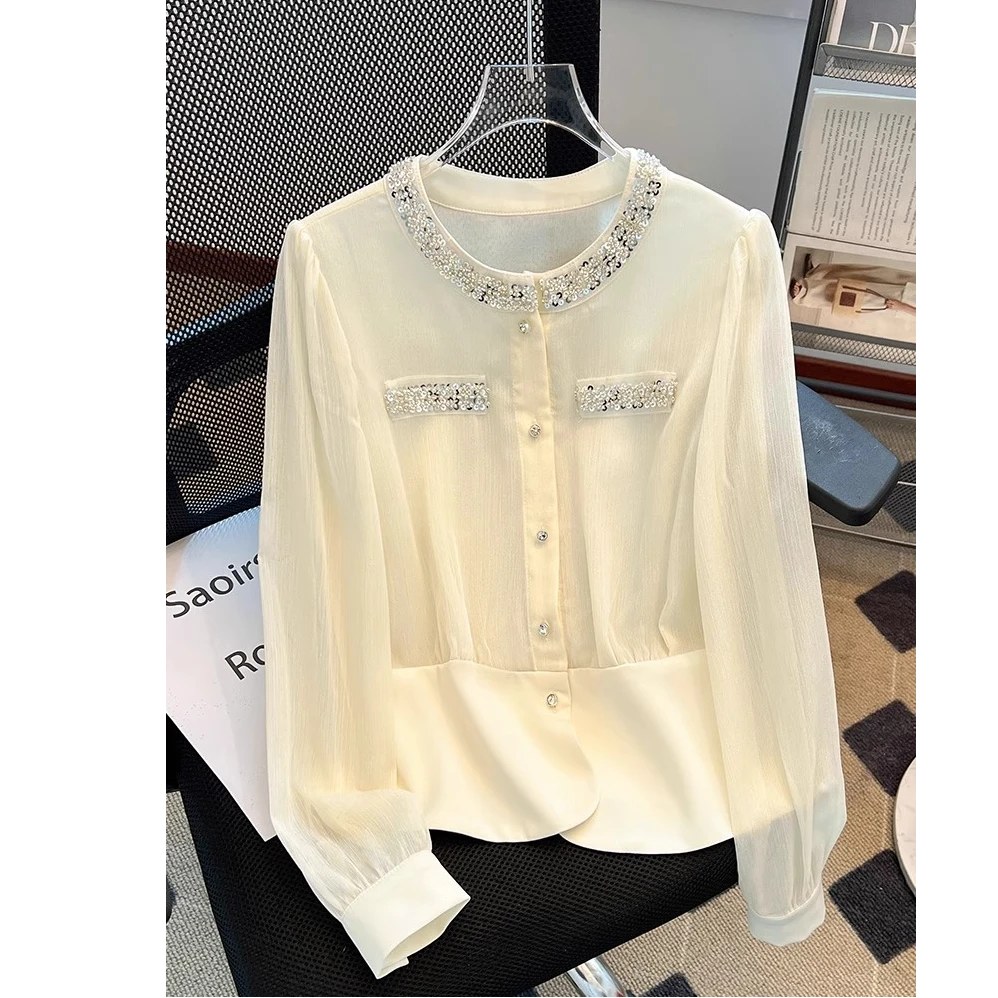 0513法式小香风上衣女春季衬衫2025新款高级感轻奢减龄洋气小衫