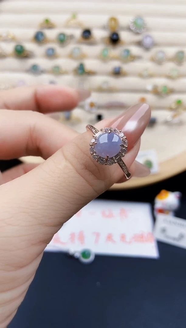 翡翠戒指银S925镶嵌12