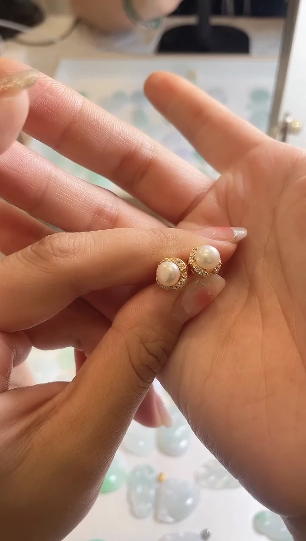 合金淡水珍珠耳饰耳钉