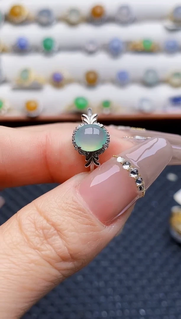 银S925镶嵌戒指翡翠6728