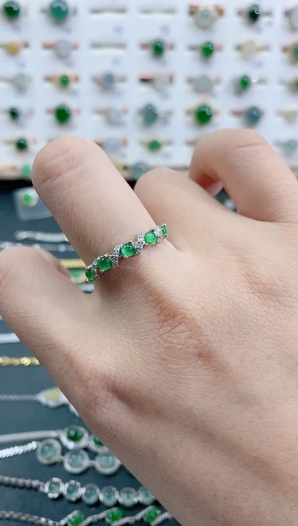 银S925镶嵌戒指翡翠天然翡翠